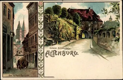 Litho Altenburg in Thüringen, Die roten Spitzen, hinteres Schlosstor
