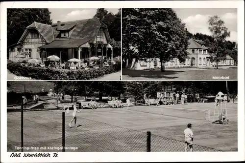 Ak Schwalbach am Taunus Hessen, Gasthof, Tennisplatz mit Kleingartenanlage