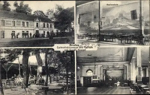 Ak Breslau (Wrocław) in Schlesien, Gartenetablissement und Festsäle von Gustav Knappe, Saal