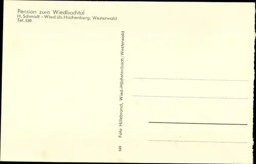 Ak Wied im Westerwald, Pension zum Wiedbachtal, Inh. H Schmidt