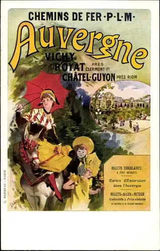 Künstler Ak Vichy Allier, Chemins de Fer PLM, Auvergne, Kinder, Sonnenschirm