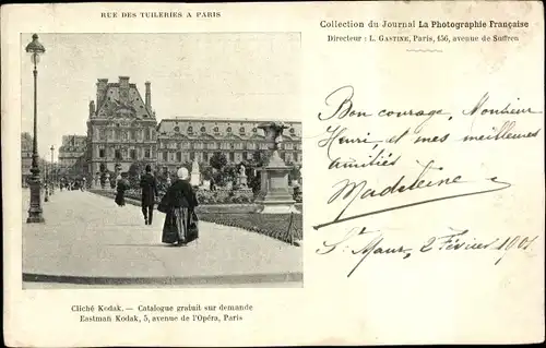 Ak Paris I, Rue des Tuileries, Cliche Kodak, Reklame