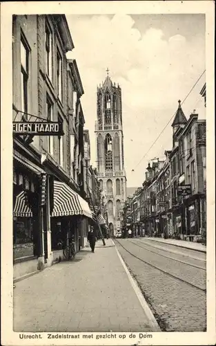 Ak Utrecht Niederlande, Zadelstraat mit Blick auf den Dom