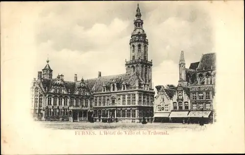 Ak Furnes Veurne Westflandern, Rathaus,  Tribunal