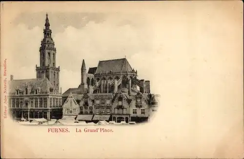 Ak Furnes Veurne Westflandern, La Grand Place