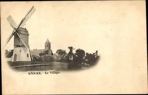 Ak Knokke Knocke Westflandern, Dorf, Windmühle