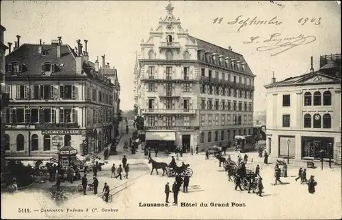 Ak Lausanne Kanton Waadt, Hotel du Grand Pont