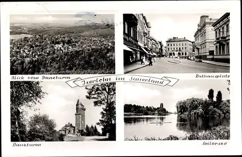 Ak Iserlohn Sauerland, Panorama, Rathausplatz, Seilersee, Danzturm