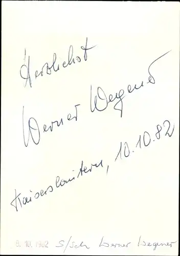 Foto Schauspieler Werner Wegener, Portrait, Autogramm