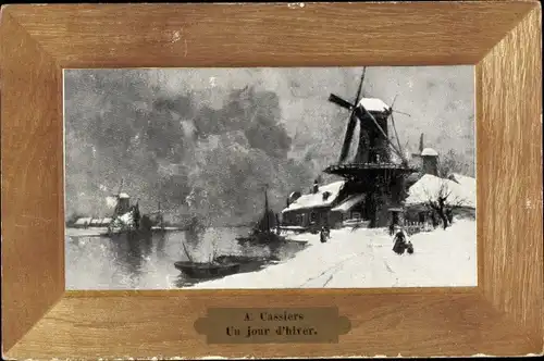 Künstler Ak Cassiers, A., Winterlandschaft mit Windmühle