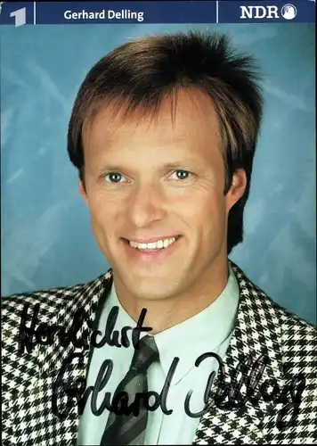 Ak Fernsehmoderator Gerhard Delling, Portrait, Autogramm