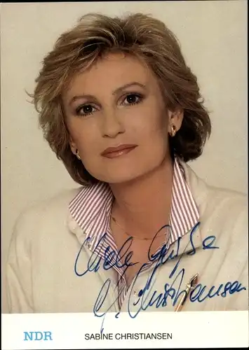 Ak Fernsehmoderatorin Sabine Christiansen, Portrait, Autogramm