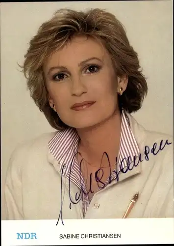 Ak Fernsehmoderatorin Sabine Christiansen, Portrait, Autogramm