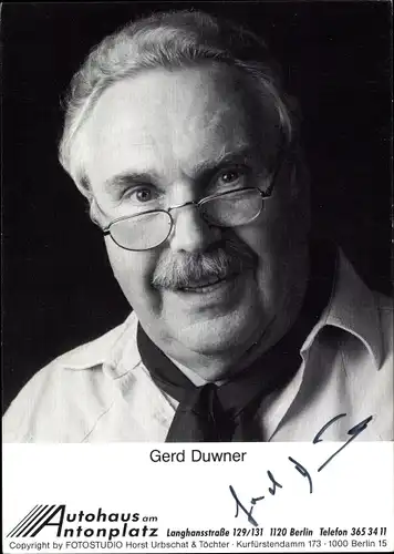 Ak Schauspieler Gerd Duwner, Portrait, Theaterstück Jedermann, Werbung Autohaus Antonpl.