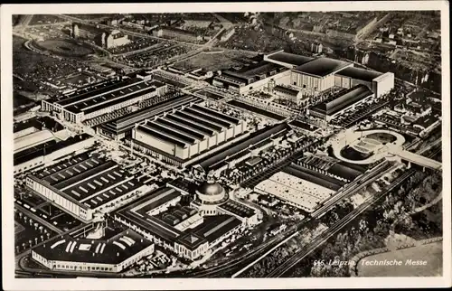 Ak Leipzig in Sachsen, Technische Messe, Ausstellungsgelände, Fliegeraufnahme