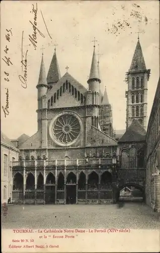 Ak Tournai Wallonien Hennegau, Kathedrale Notre-Dame, Das Portal, Falsche Tür