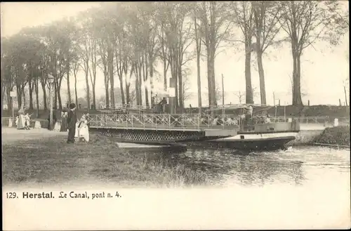 Ak Herstal Wallonien Lüttich, Le Canal, Pont N. 4