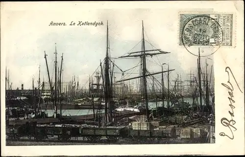Ak Anvers Antwerpen Flandern, Le Kattendyck, Segelschiffe