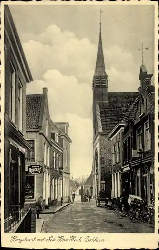 Ak Dokkum Dongeradeel Friesland Niederlande, Hoogstraat, Ned. Herv. Kerk