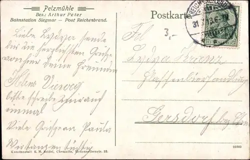 Ak Siegmar Chemnitz in Sachsen, Gasthaus Pelzmühle, Außenterrasse