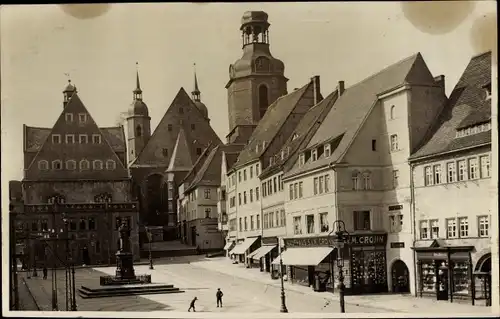 Ak Lutherstadt Eisleben, Denkmal, Geschäfte, Glockenturm