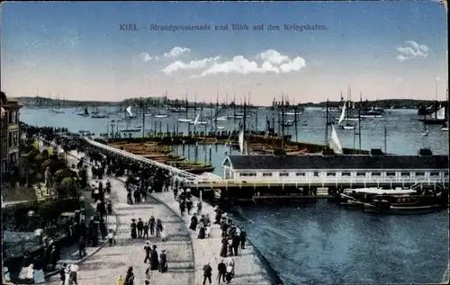 Ak Kiel in Schleswig Holstein, Strandpromenade, Kriegshafen