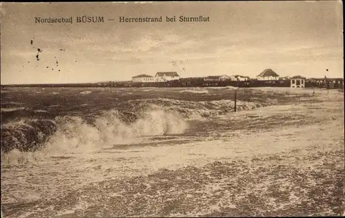 Ak Nordseebad Büsum, Herrenstrand, Sturmflut