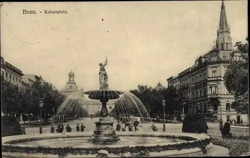 Ak Bonn am Rhein, Kaiserplatz, Brunnen