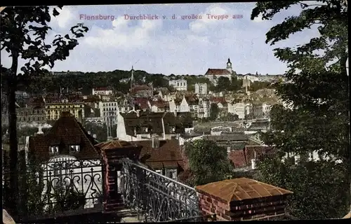 Ak Flensburg in Schleswig Holstein, Durchblick von der großen Treppe aus