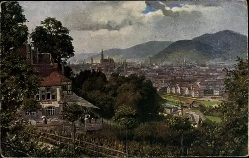 Künstler Ak Hoffmann, H., Freiburg Breisgau, Blick vom Lorettoberg aus, Gastwirtschaft