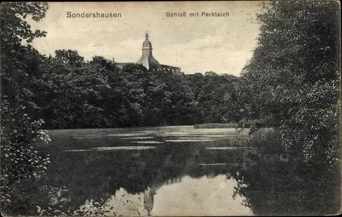 Ak Sondershausen im Kyffhäuserkreis Thüringen, Schloss, Parkteich