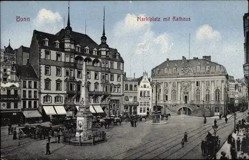 Ak Bonn in Nordrhein Westfalen, Marktplatz mit Rathaus