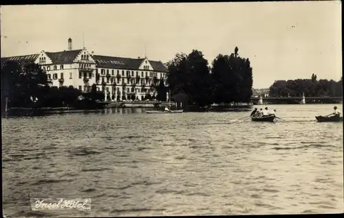 Ak Konstanz am Bodensee, Insel Hotel, Brücke, Boote