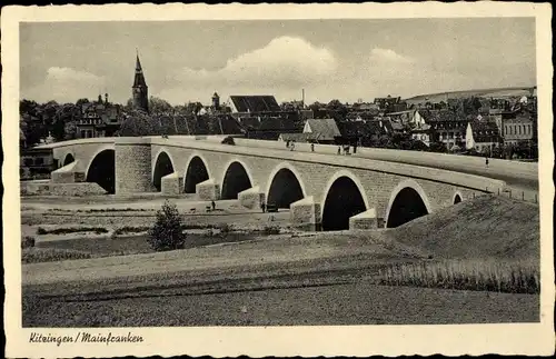 Ak Kitzingen in Mainfranken Bayern, Brücke, Blick zum Ort