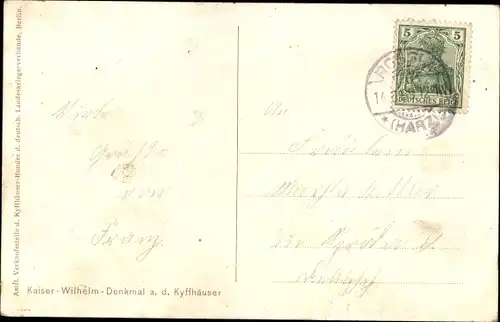 Ak Steinthaleben Kyffhäuserland in Thüringen, Kyffhäuser, Kaiser Wilhelm Denkmal