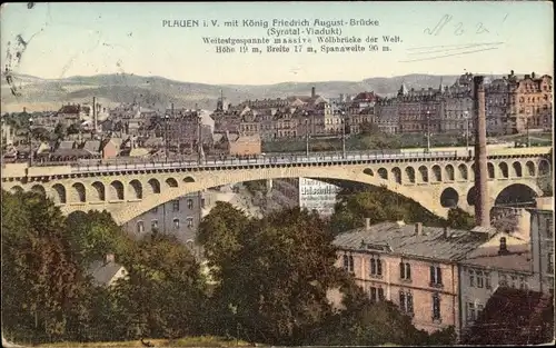 Ak Plauen im Vogtland, König Friedrich August-Brücke, Syratal-Viadukt