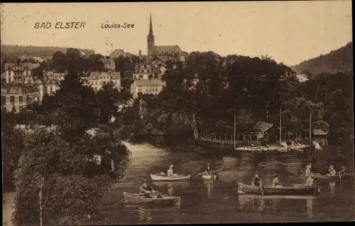 Ak Bad Elster im Vogtland, Louisa-See, Boote