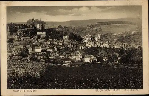 Ak Marburg an der Lahn, Blick vom Hansenhaus-links