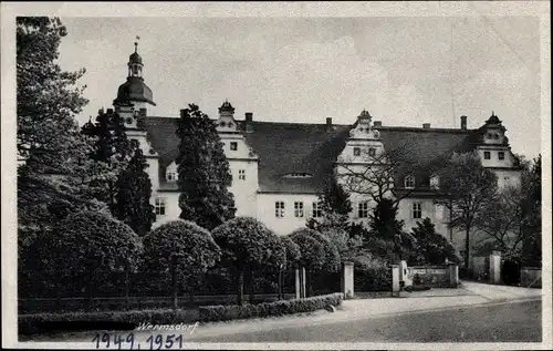 Ak Wermsdorf, Reit und Fahrschule, Gebäude, Garten