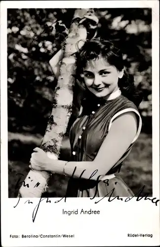 Ak Schauspielerin Ingrid Andree, Portrait, Autogramm