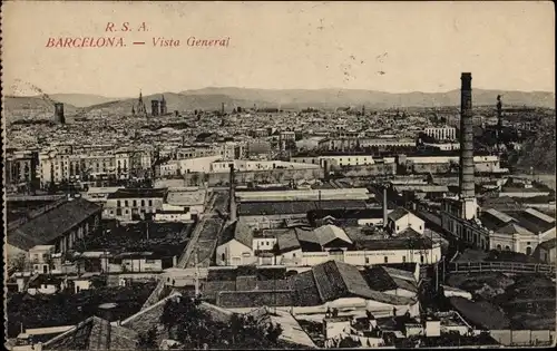 Ak Barcelona Katalonien Spanien, Gesamtansicht