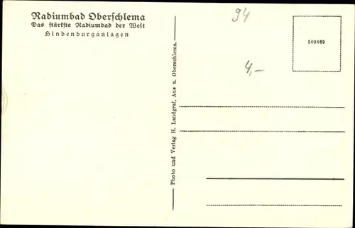 Ak Oberschlema Bad Schlema im Erzgebirge Sachsen, Hindenburganlagen