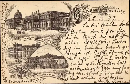 Vorläufer Litho Berlin Mitte, Palais Kaiser Friedrich III, Generalstabsgebäude, Reichskanzlei