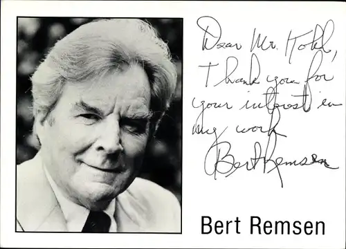 Foto Schauspieler Bert Remsen, Portrait, Autogramm