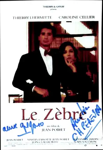 Foto Schauspieler Thierry Lhermitte und Caroline Keller, Portrait, Le Zèbre, Autogramme