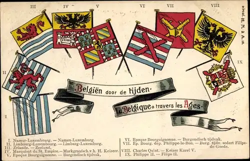 Präge Wappen Litho Belgien im Wandel der Zeit