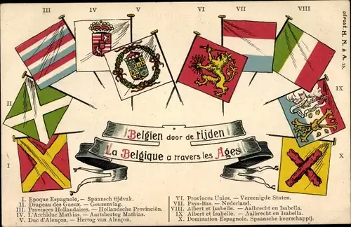 Präge Wappen Litho Belgien im Wandel der Zeit