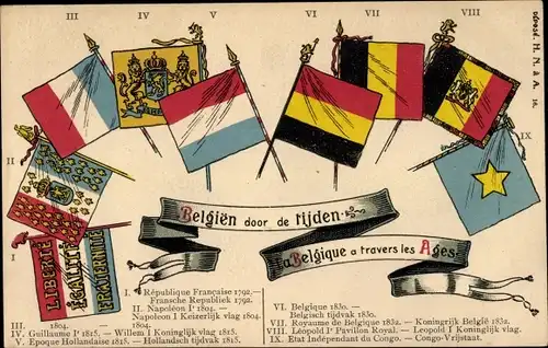 Präge Wappen Litho Belgien im Wandel der Zeit