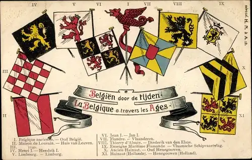 Präge Wappen Litho Belgien im Wandel der Zeit