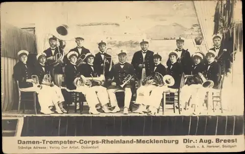 Ak Damen-Trompeter-Corps-Rheinland-Mecklenburg, Direktor: August Breest